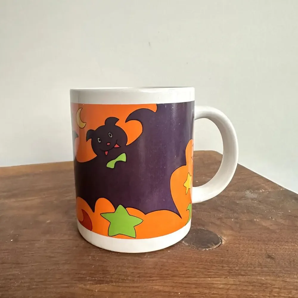 Vintage Halloween Flying Bat Coffee Cup